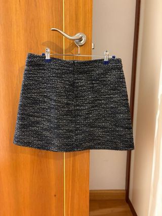 Falda tweed negra y gris