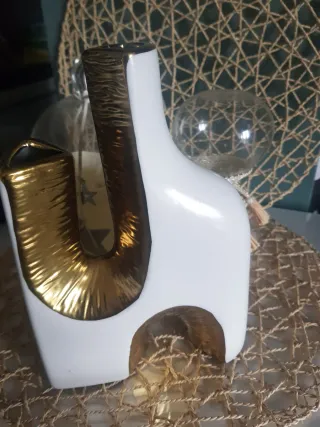 Maison du Monde Vaso Ceramica Bianco Oro