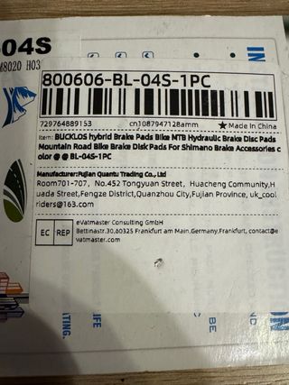 Pastillas Freno Disco BUCKLOS Shimano XT 4 pistone