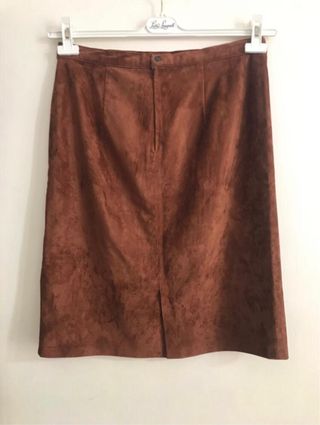 Gonna vintage in tessuto scamosciato marrone