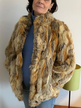 Cazadora Piel Zorro Marrón y Naranja