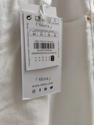 Pantalón Sfera blanco nuevo con etiquetas