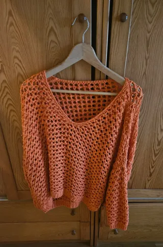 Jersey calado color coral talla única