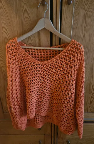 Jersey calado color coral talla única