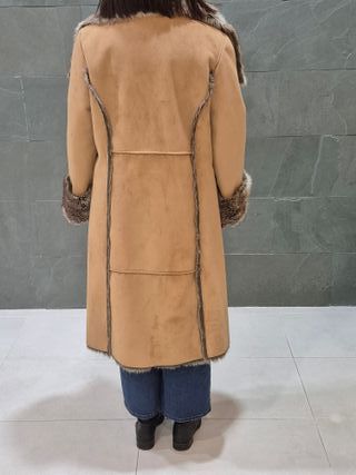 Abrigo piel vuelta mujer camel