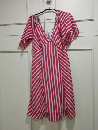 Vestido Tiffosi S Listras Vermelho e Branco