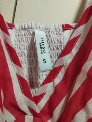 Vestido Tiffosi S Listras Vermelho e Branco