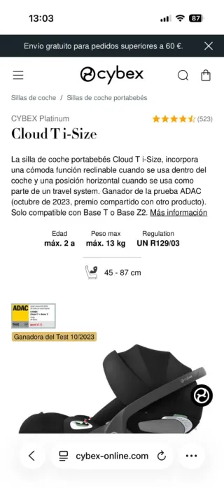 Cybex Cloud Grupo 0 Silla de Coche con reductor
