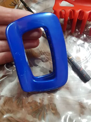 Set accessori capelli blu e rosso+ borsa trasparen