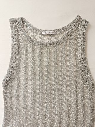 Top Zara calado plateado