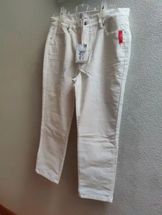 Pantalón Cortefiel Mujer Talla 44 Blanco. Nuevo