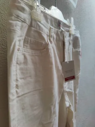 Pantalón Cortefiel Mujer Talla 44 Blanco. Nuevo