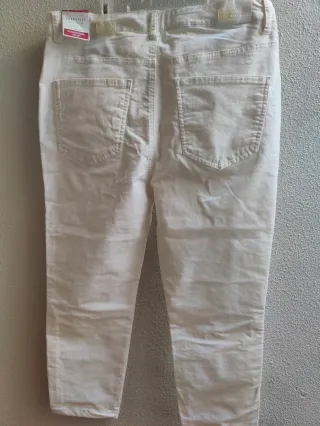 Pantalón Cortefiel Mujer Talla 44 Blanco. Nuevo