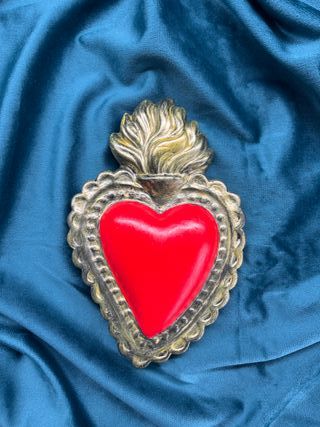 Cuore Sacro Decorativo Ex Voto Gesso