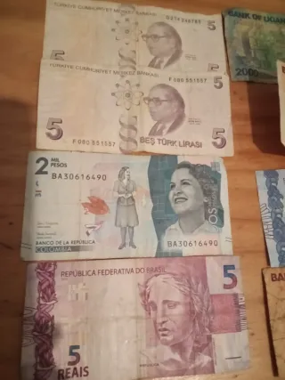 Lotes Billetes: Uganda, Brasil, Colombia, Turquía