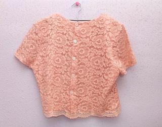 Conjunto de encaje color salmón