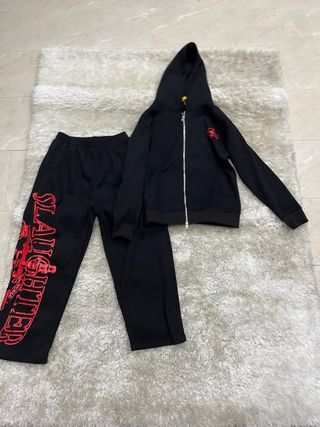 Conjunto Chandal Corteiz Negro y Rojo Nuevo