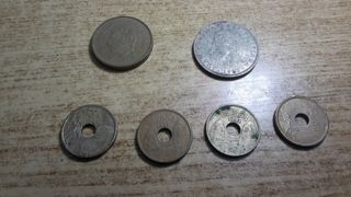 LOTE 6 MONEDAS, de 25 y 100 pesetas años 80/90