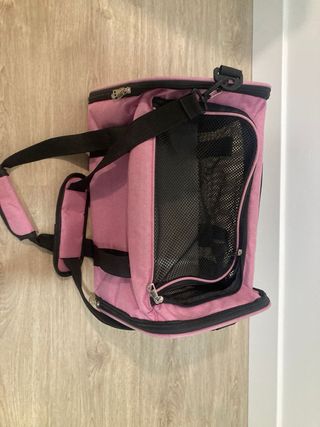 Transportín perro pequeño rosa y negro