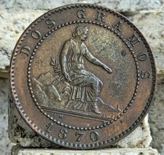 Moneda 2 céntimos Gobierno Provisional 1870 S.C