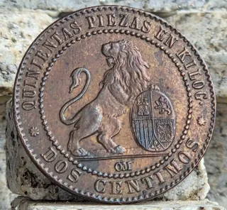 Moneda 2 céntimos Gobierno Provisional 1870 S.C