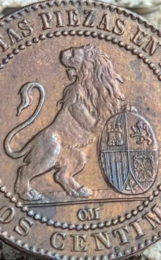 Moneda 2 céntimos Gobierno Provisional 1870 S.C