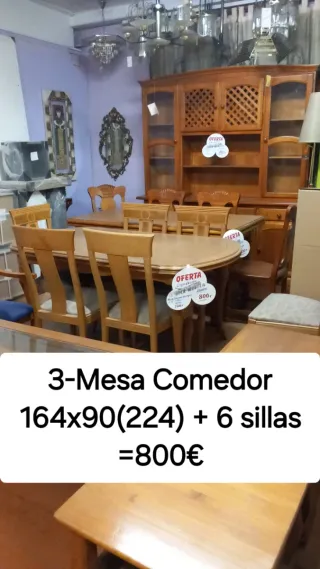 Mesa Comedor + 6 Sillas Madera