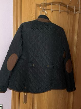 Chaquetón mujer entretiempo azul marino y marrón