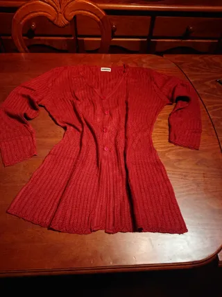 Chaqueta larga de punto T XL rojo/marrón arcilla