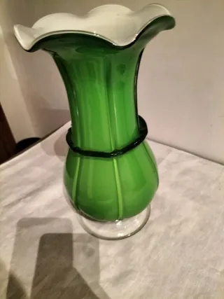 Vaso Murano Verde con Fiore Giallo