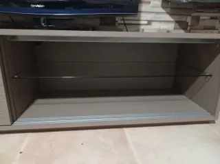 Mueble TV doble puerta madera y cristal