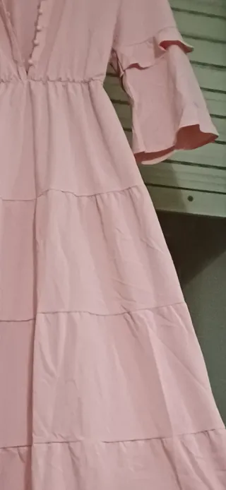 Vestido largo-maxi escote c/botones Romántico-Boho