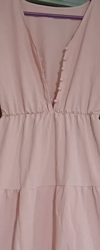 Vestido largo-maxi escote c/botones Romántico-Boho