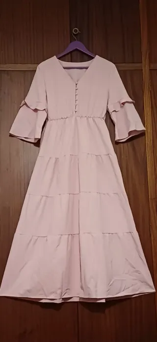 Vestido largo-maxi escote c/botones Romántico-Boho