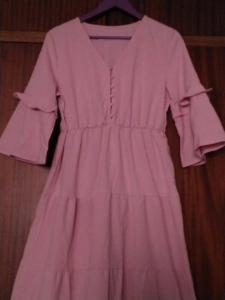 Vestido largo-maxi escote c/botones Romántico-Boho