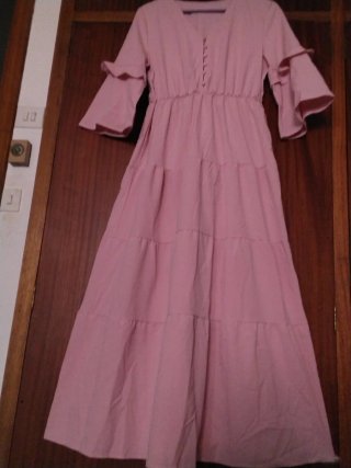 Vestido largo-maxi escote c/botones Romántico-Boho