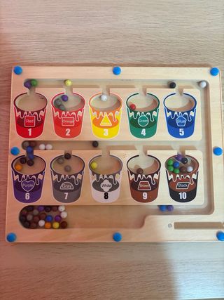 Laberinto Magnético Madera Números Colores