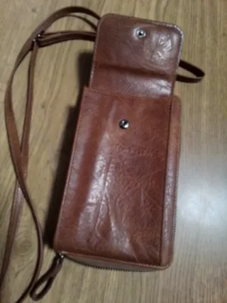 Cartera Glecy con funda móvil PU marrón