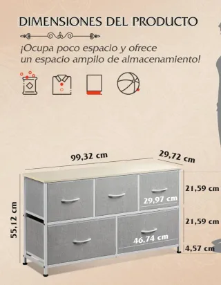 Estante Metálico y Madera 100x30x55 cm