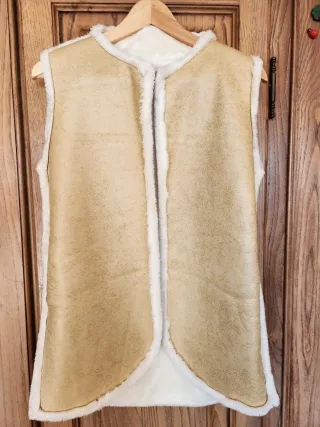 Gilet montone beige e bianco
