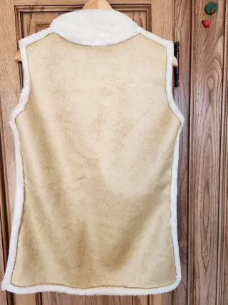 Gilet montone beige e bianco