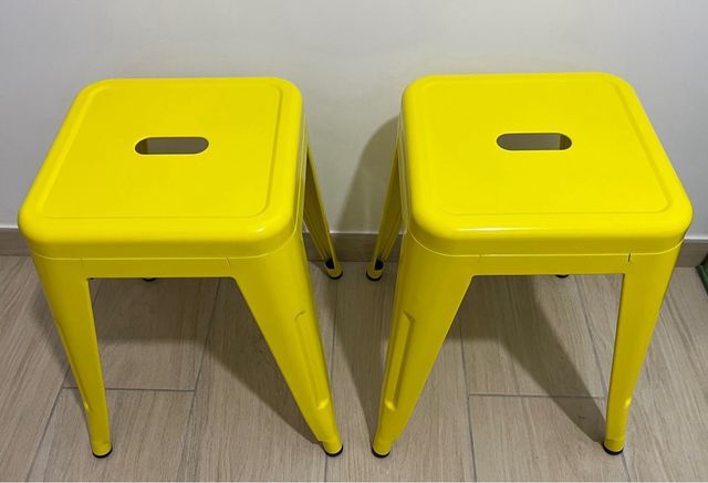 2 Taburetes Bajos Acero Amarillo 45cm