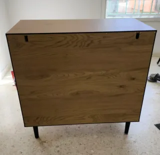 Cómoda 3 cajones madera y metal