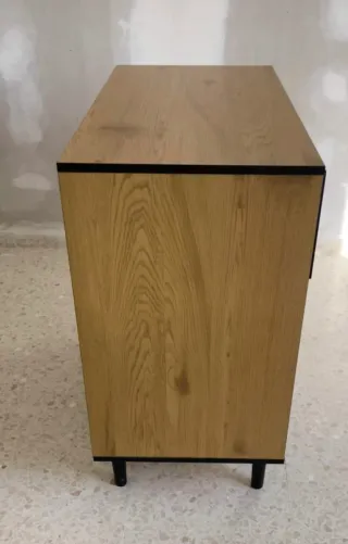 Cómoda 3 cajones madera y metal