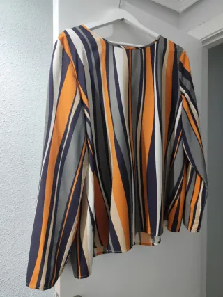 Blusa Shein Tiras Naranja y Gris