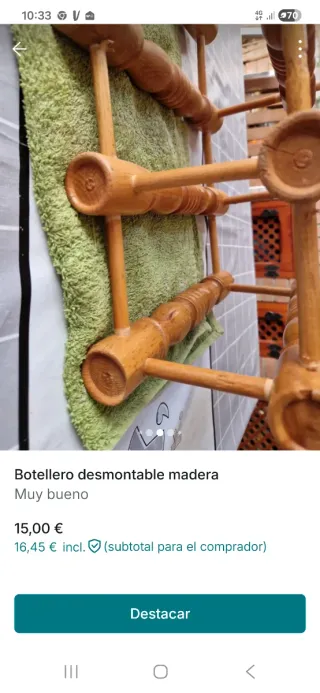 Botellero desmontable de madera