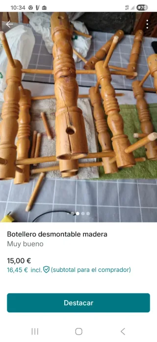Botellero desmontable de madera