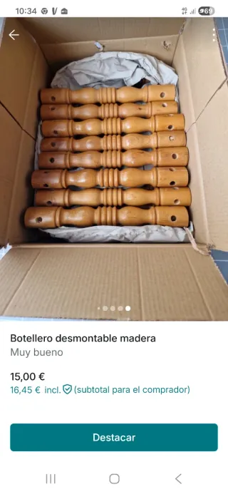 Botellero desmontable de madera
