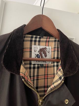 Giubbotto in stile Barbour in tela marrone taglia S