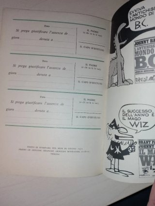 RARITÀ Diario Scolastico B.C. (Johnny Hart) 1971-7